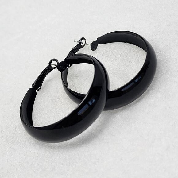 Black Hoop Earrings - Picture 1 of 3